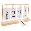 Desktop Flip Calendar Iron Paper Pine Wood Vintage