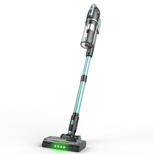DEVOAC V15 Cordless Vacuum Cleaner, 45Kpa Suction & Brush Motor Stick Vacuum, Rechargeable Battery with 40mins Runtime, LED Display, 6 in 1 Powerful Handheld Vacuum for Home Hard Floor Carpet Pet Hair