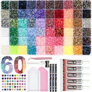 DEWJDFSC 1 Boxes 60 Color 75000+Pcs Rhinestones for Bedazzling Kit 3mm