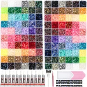 DEWJDFSC 2 Boxes 60 Color 150000+Pcs Rhinestones for Bedazzling Kit 3mm