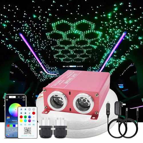 Diadcely Starlight Headliner Kit, 16W RGBW Dual Head Twinkle & Music Effect, 900pcs (0.03+0.04+0.06in) 9.8ft, Fiber Optic Lights Kit Star Lights for Car Ceiling Home, APP & Remote