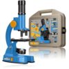 DieMaus Microscope Set with Case, 3 Levels, 100 x 1200 x LED Mirrors, Children from 8 Years, Accessories