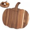 Diffy Homy Pumpkin Cutting Board Wood, Acacia Wood Pumpkin Shaped Charcuterie Board with Handle, 13" x 11.8" Halloween Fall Kitchen Decor, Gothic Serving Platter & Thanksgiving Hostess Gift