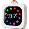 Digital Visual Timer for Kids, Rechargeable 99-Minute Countdown with 12-Star Rainbow LED Display, 9 Color Modes, Silent Mode & Pause, Timer for Classroom, Home & Kitchen