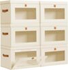 DIMJ Storage Bins with Lids - 6 Pack Large Fabric Closet Organizer with Window & Handles, Collapsible Decorative Storage Boxes for Shelves Under Bed, Books Clothes Blankets Sweaters Organization