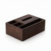 DimyFew Tissue Holder Tissue Box Organizer Dispenser Storage Walnut Wood Unit with Storage Slots for Pens Remotes and Office, New Chinese Style Walnut Wood Multifunctional Tissue Box - Square Corner