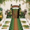 Dinosaur Birthday Decorations Jungle Dino Photo Backdrop with Carpet Runner