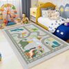 Dinosaur Rug 6x8ft for Kids Room,Gray and White,4x5
