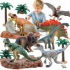 Dinosaur Toys for Kids Big Dinosaur Action Figures 17 PCS Large Dino Playset with Plants Fossils Scene Set for Boys Girls 3 4 5 6 7 Year Old Dinosaur Toys Play Figures