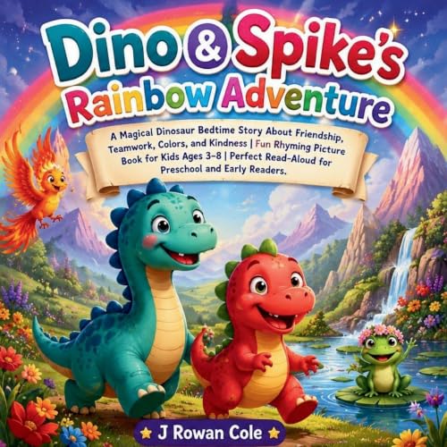 Dino & Spike's Rainbow Adventure A Magical Dinosaur Bedtime Story About Friendship, Teamwork, Colors, and Kindness Fun Rhyming Picture Book for Kids ... Read-Aloud for Preschool and Early Readers