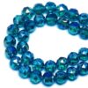 DIQIO 12mm Sparkle Faceted Round Crystal Beads (47-50pcs, Peacock Blue)