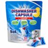 Dishwahser Pods, Bio-Enzyme Power Dishwasher Tablets (32 Count/Lemon Scent) - Automatic Dishwasher Detergent, Grease & Food Residue Removal, Hard Water Protection, Spot Free Shine