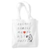 Disney Winnie The Pooh Classic Pooh Alphabet Ink Grocery Travel Reusable Tote Bag, White, 38X42Cm