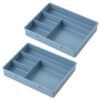 Divided Plastic Desk Drawer Organizer Storage Tray For Stationery Cosmetics(Blue 2PCS)