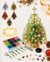 DIY Beaded Christmas Tree Kit with Lights, 3D Tabletop Craft (Summer)