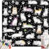 DIY Coloring Blanket with 24 Markers, Washable Cat Doodle Throw 51x59