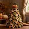 DIY Halloween Quilted Fabric Tree Sewing Kit, Padded Layered Fabric Tree Craft Set, Beginner Friendly Handmade Ornament, Fall Tabletop Decor for Mantel Shelf, Holiday Craft Gift for Sewing Lovers，D