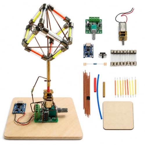 DIY Kinetic Sculpture Kit with Soldering Project, Motorized Rotating Geometric Art Model, USB-C Rechargeable Motion Display, Adjustable Speed Electronic Assembly Kit for Adults and Makers