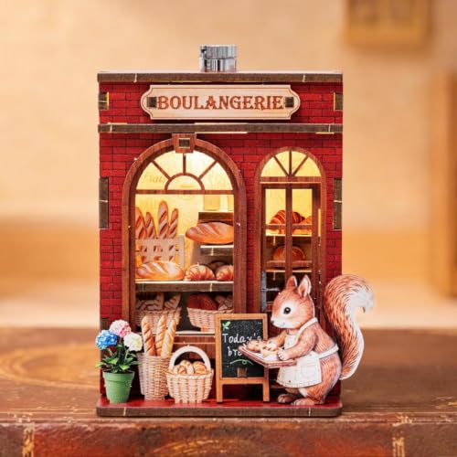 DIY Miniature Wooden House Model Fridge Magnet Kit, Magnet Building with LED Light, Miniature Scene Decor, Cute Tiny Room Craft Ornament for Adults,Beginners, 3D Puzzles Crafts Gifts