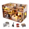 Diymnhaus-Miniature Dollhouse Kit DIY Japanese-Style Romantic Attic Miniature BuildlingModel Adult Assembly Kit with Music 3D Wooden Craft Ornament Creative Gift for Adults