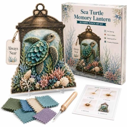 DIY Ocean Memory Fabric Art Kit, Ocean Themed 3D Fabric Poke Art Kit, DIY 3D Fabric Poke Art Craft Kits, Creative Craft Set, Holiday Home Decor, Handmade Gift for Adult Beginner (#A)