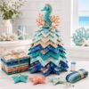 DIY Ocean‑Themed Fabric Tree Sewing Kit, Layered Patchwork Quilted Tabletop Ornament, Marine Animal Holiday Home Decor Project, Beginner‑Friendly Handmade Craft Set, Festive Gift for Craft Enthusiasts