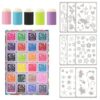 DIY Sponge Finger Painting Kit with 12 Colors,8 Pcs Stencils,5 Pcs Sponge