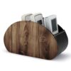 DJUETRUI Wood Grain Leather Remote Control Holder