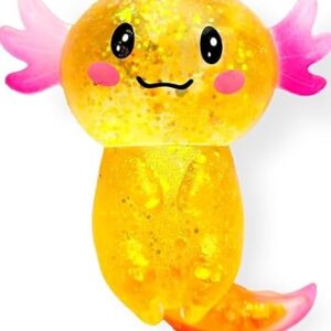 Djyxoglyn 3.54 in Orange Glitter Standing Axolotl Squishy Slow Rising