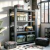 DKYNDSYN 4-Tier Heavy Duty Metal Mesh Storage Shelving Unit, Black