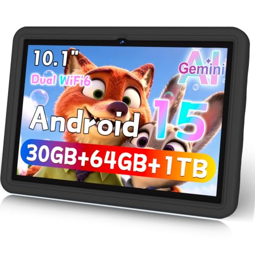 DMOAO 2026 Tablet 10 inch Android 15 Tablets 30GB RAM 64GB ROM 1TB Expand, 6000mAh Octa-Core Tablet with Drop-Proof Case, Gemini AI, HD IPS Display, GPS, 5G WiFi, Split-Screen, Widevine L1-Black EVA