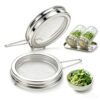 DnerLery 2 Pack Sprouting Lids with Drip Tray for Wide Mouth Mason Jars, Stainless Steel Fine Mesh Sprout Kit for Broccoli, Alfalfa, Mung Bean & Microgreens, Jars Not Included