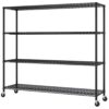 DNMDSXDRG 4-Tier Wire Shelving Rack with Wheels, 150x60x192 cm, Black
