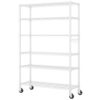 DNMDSXDRG 6-Tier White Iron Wire Shelving Unit with Wheels, 117x45x208 cm