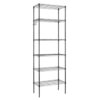 DNMDSXDRG 6-Tier Wire Storage Rack with Wheels & Floor Mounts, Black