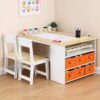 DobleePy 4-in-1 Kids Art Table & 2 Chairs Set, Activity Desk, Orange Drawer