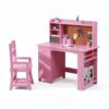 DobleePy Kids Desk and Chair Set, Bookshelf & Storage Shelf, Pink
