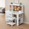 DobleePy Kids Study Desk and Chair Set with Bookshelf, White
