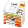 DocNest 5 Tier Metal Mesh Desk File Organizer with Phone Shelf, White