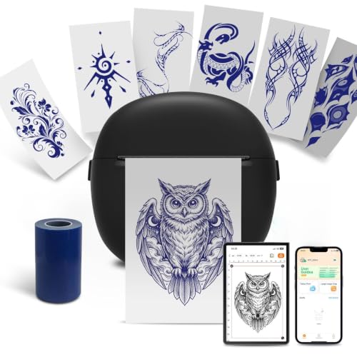 DODOXCX Mini Thermal Tattoo Transfer Stencil Printer,Compatible with iOS & Android Phones, Ideal for Tattoo Artists, Beginners and Women, Free Included 1 Roll Tattoo Transfer Paper