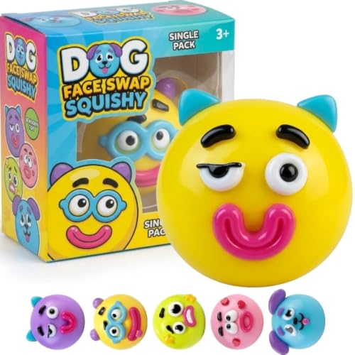 Dog Face Swap Squishy Cute Slow Rising, Soft Sensory Fidget Squeeze Ball for Adults Kids, Puppy Stress Relief Decompression Toy, Portable Desktop Anxiety Relief Toy, Fun Office Desk Gift, 1pc