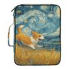 Dog Starry Sky Wide File Folders Laege Capacity 1.5 Inch 3 Ringing Zippered Binder Bag with Zipper Closure for Office Supplies