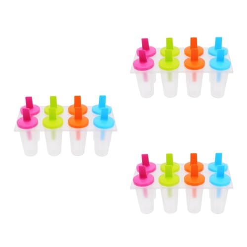 DOITOOL Ice Pop Molds Set of 3 Reusable Plastic Freezer Molds with Easy Release Lid Diy Molds for Homemade Juice Yogurt Applesauce Gelatin Fruit and Pudding Treats