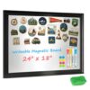 DOLLAR BOSS Magnetic Board for Wall, 24"x18" Writable Bulletin Board, Black