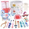 Domary Wooden Doctor Kit Set with Stethoscope Thermometer Tooth Model