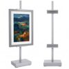 Donghome 18” Steel Adjustable Tabletop Easel Stand,Picture Frame Holder for Display,Decorative Stands for Photos,Plates,Painting,Artwork,Poster,Books (White, Silver Grey)