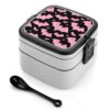 Double-Layer Bento Box for Adults,Stackable Lunch Box with Spoon And Handle