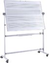 Double-Sided Magnetic Dry Erase Music Staff Whiteboard on Wheels - Portable Mobile Board for School Musicians, Music Classroom, Home Practice & Theory Lessons