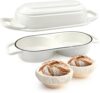 Double Dutch Oven for Sourdough Bread Baking - Enameled Cast Iron Dutch Oven Pot with Lid, White