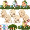 DoubleFill Fairy House Kit, Wood Craft, 6 Sets, 3 Mixed Lovely Styles